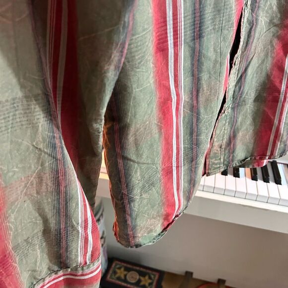 Point Zero Men's Red and Tan Striped Casual Shirt XL - Picture 9 of 16
